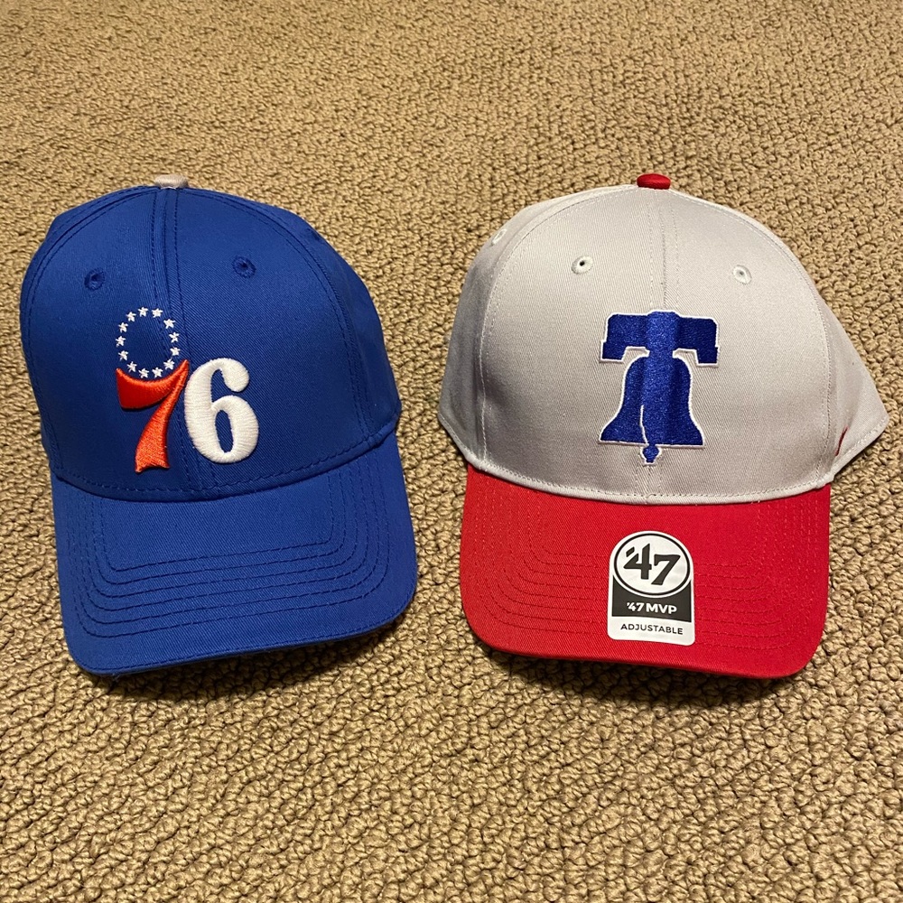 Philadelphia Phillies and 76ers hats